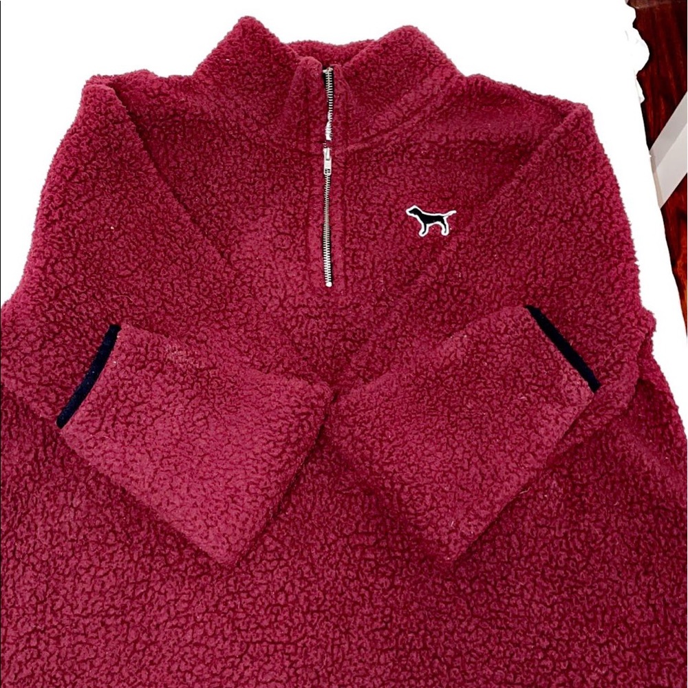 PINK maroon sherpa quarter zip